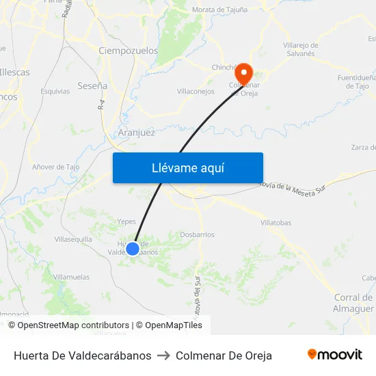 Huerta De Valdecarábanos to Colmenar De Oreja map