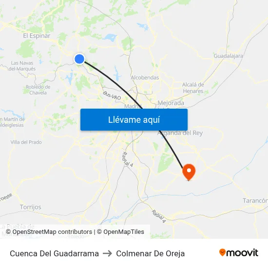 Cuenca Del Guadarrama to Colmenar De Oreja map