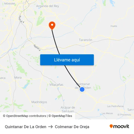Quintanar De La Orden to Colmenar De Oreja map