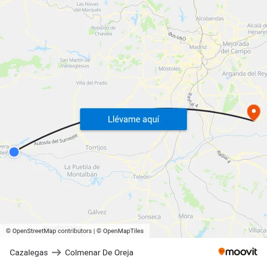 Cazalegas to Colmenar De Oreja map