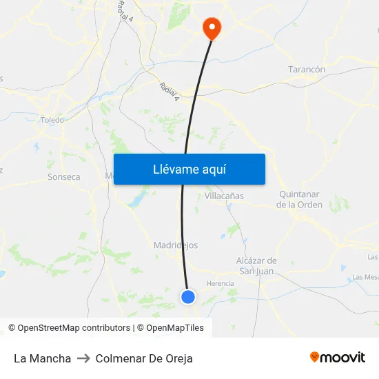 La Mancha to Colmenar De Oreja map