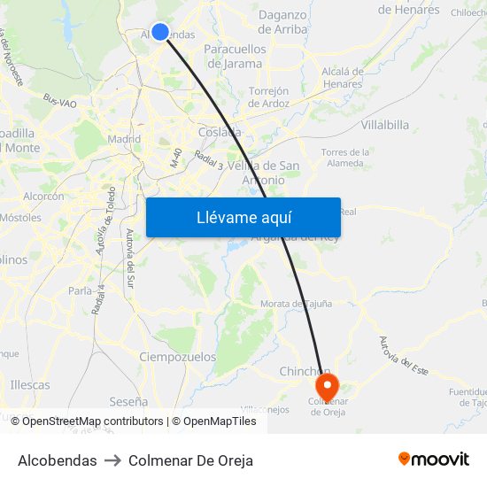 Alcobendas to Colmenar De Oreja map