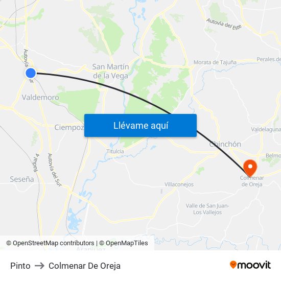 Pinto to Colmenar De Oreja map