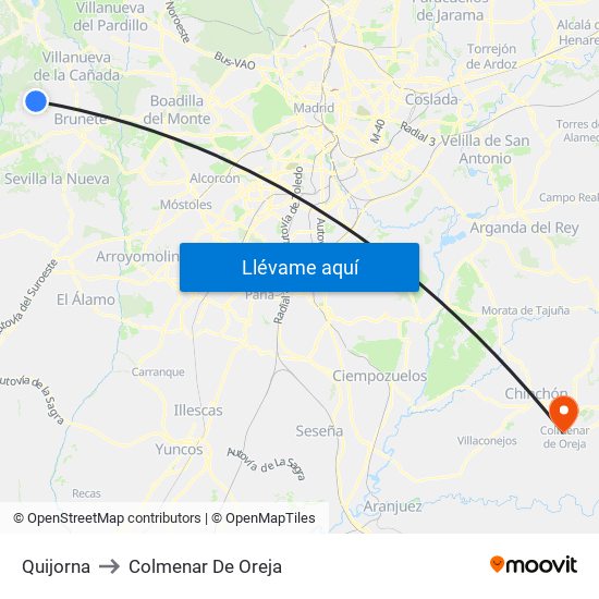 Quijorna to Colmenar De Oreja map