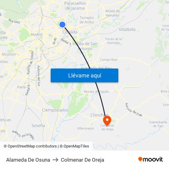 Alameda De Osuna to Colmenar De Oreja map