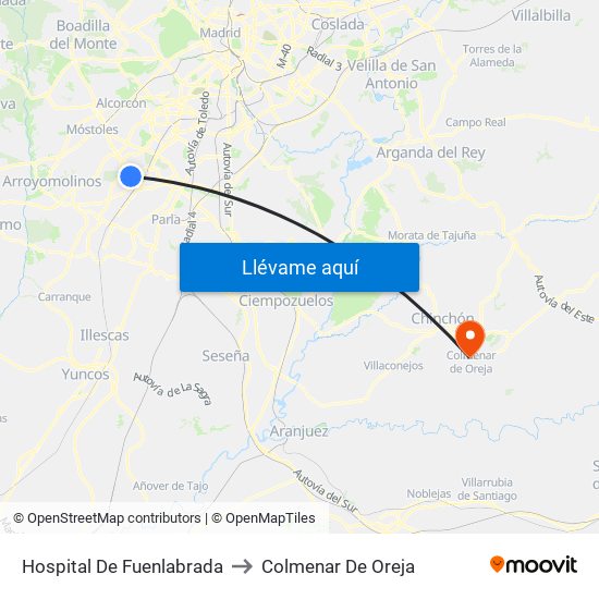 Hospital De Fuenlabrada to Colmenar De Oreja map