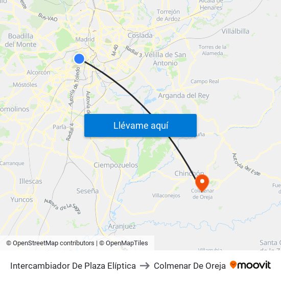 Intercambiador De Plaza Elíptica to Colmenar De Oreja map