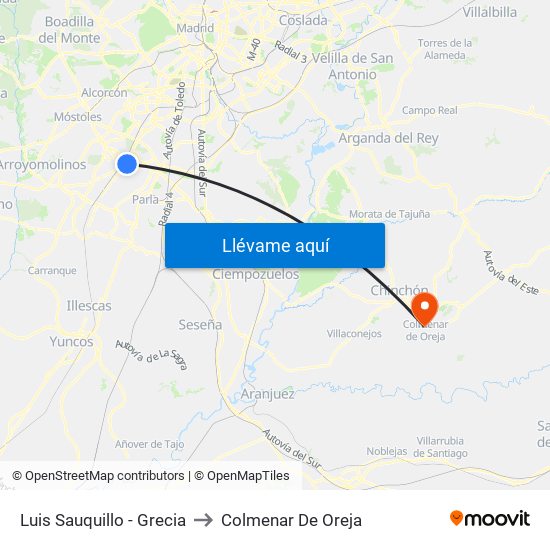 Luis Sauquillo - Grecia to Colmenar De Oreja map