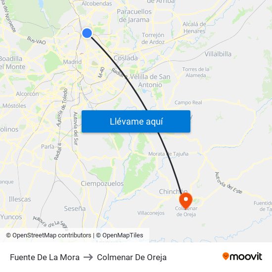 Fuente De La Mora to Colmenar De Oreja map