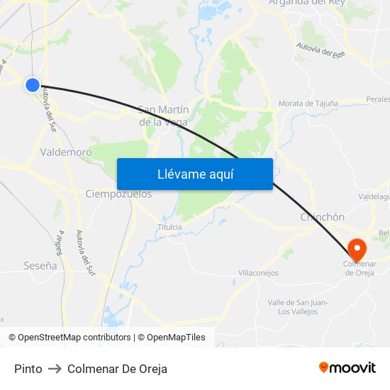 Pinto to Colmenar De Oreja map