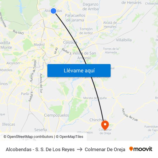 Alcobendas - S. S. De Los Reyes to Colmenar De Oreja map
