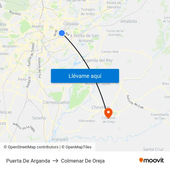 Puerta De Arganda to Colmenar De Oreja map