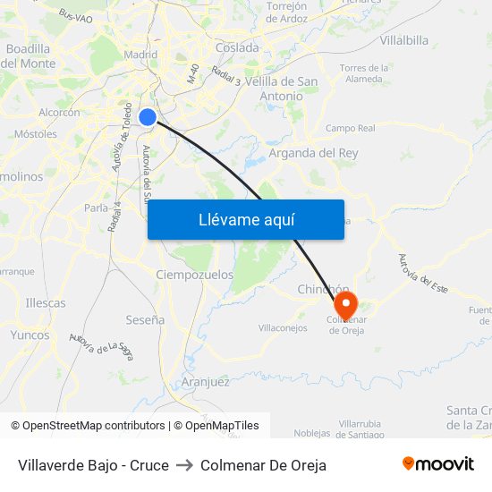 Villaverde Bajo - Cruce to Colmenar De Oreja map