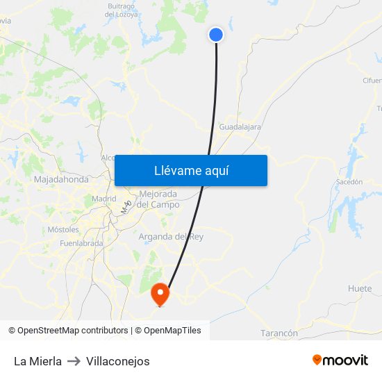 La Mierla to Villaconejos map