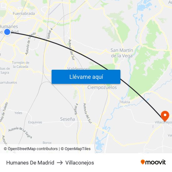 Humanes De Madrid to Villaconejos map