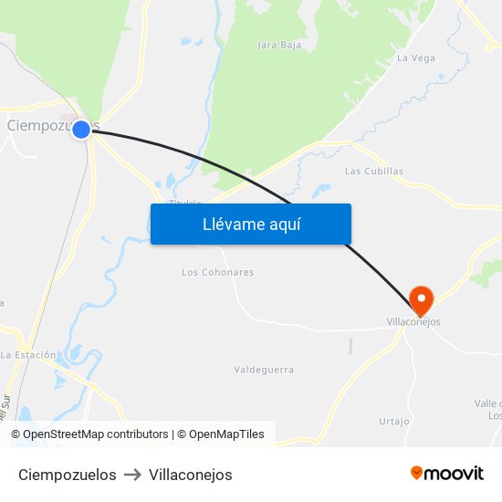 Ciempozuelos to Villaconejos map
