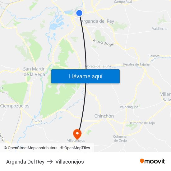 Arganda Del Rey to Villaconejos map