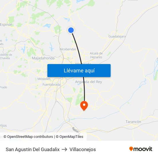 San Agustín Del Guadalix to Villaconejos map