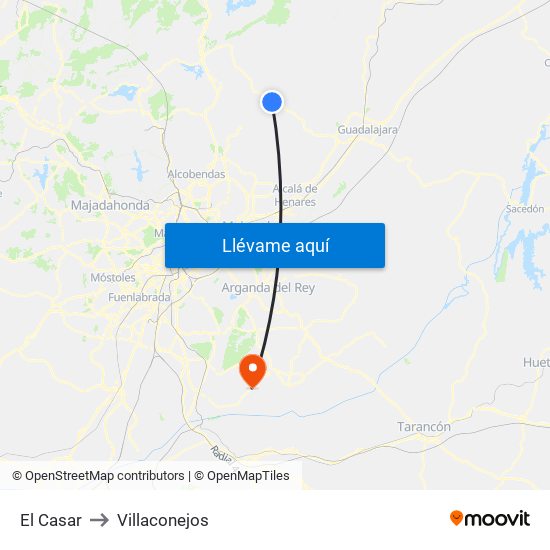 El Casar to Villaconejos map
