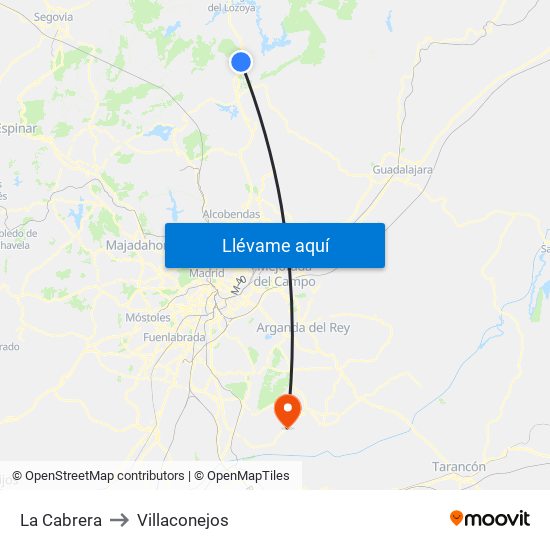La Cabrera to Villaconejos map