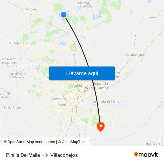 Pinilla Del Valle to Villaconejos map