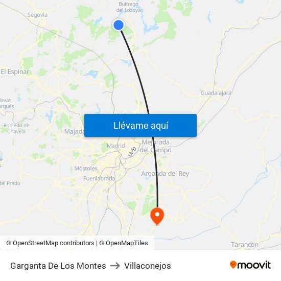 Garganta De Los Montes to Villaconejos map