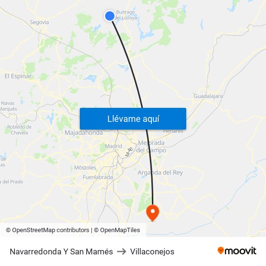 Navarredonda Y San Mamés to Villaconejos map