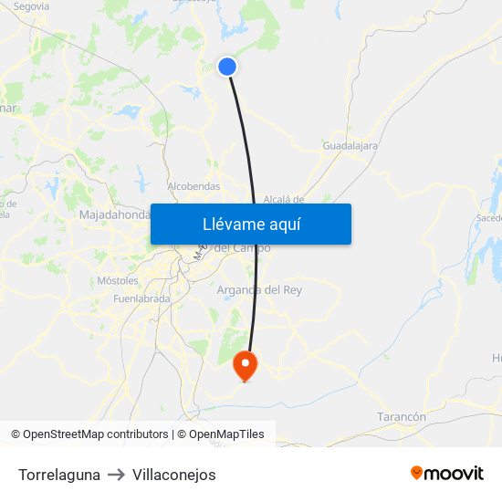 Torrelaguna to Villaconejos map