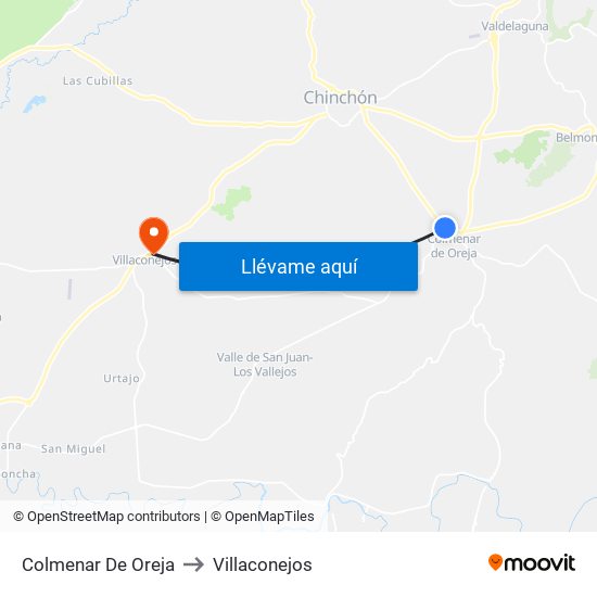 Colmenar De Oreja to Villaconejos map