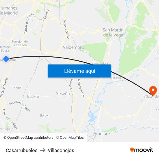 Casarrubuelos to Villaconejos map