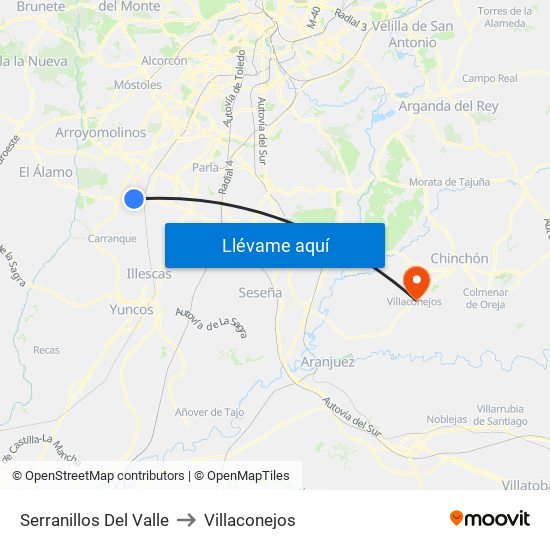 Serranillos Del Valle to Villaconejos map