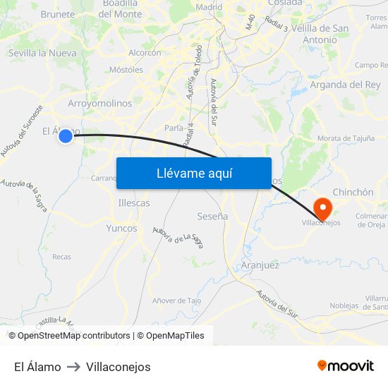 El Álamo to Villaconejos map