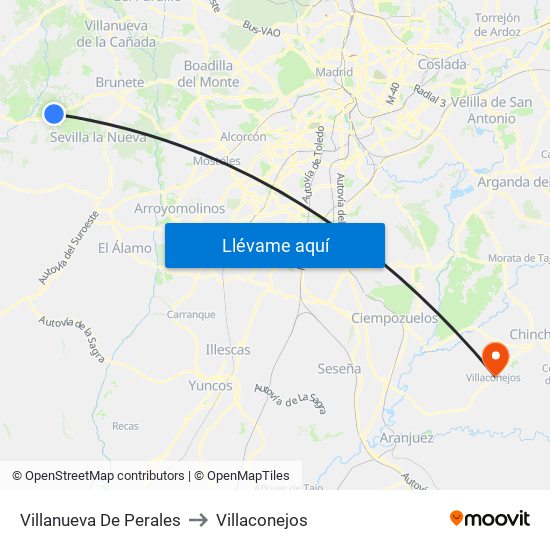 Villanueva De Perales to Villaconejos map