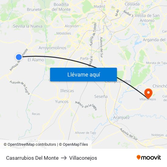 Casarrubios Del Monte to Villaconejos map