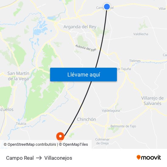 Campo Real to Villaconejos map