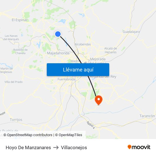 Hoyo De Manzanares to Villaconejos map