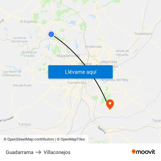 Guadarrama to Villaconejos map