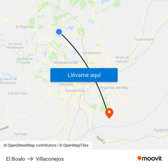 El Boalo to Villaconejos map