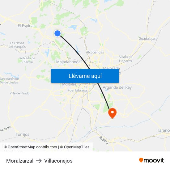 Moralzarzal to Villaconejos map