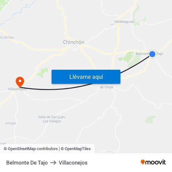 Belmonte De Tajo to Villaconejos map