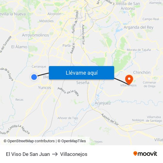 El Viso De San Juan to Villaconejos map