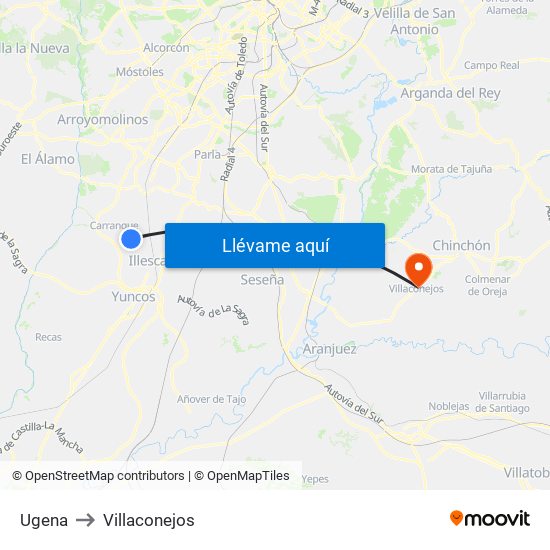 Ugena to Villaconejos map