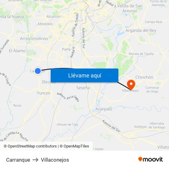 Carranque to Villaconejos map