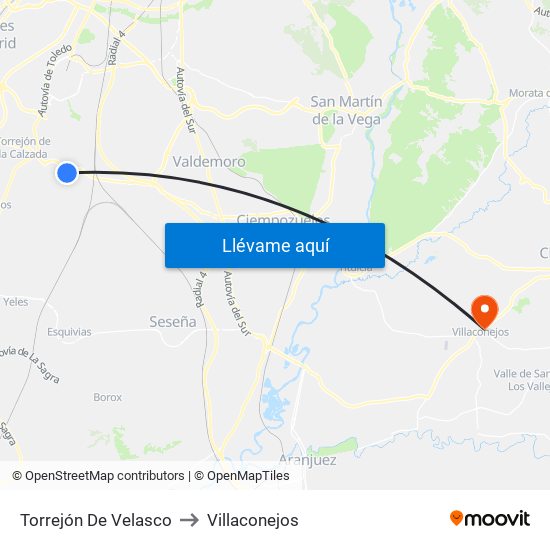Torrejón De Velasco to Villaconejos map