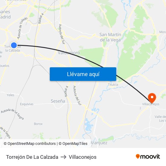 Torrejón De La Calzada to Villaconejos map