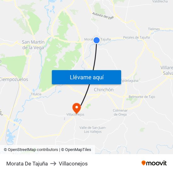 Morata De Tajuña to Villaconejos map