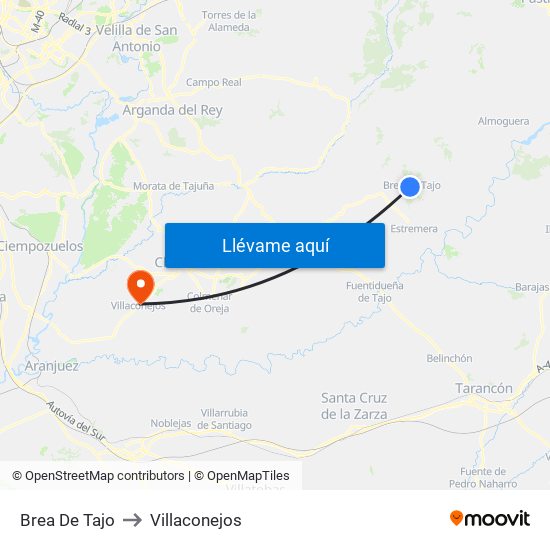 Brea De Tajo to Villaconejos map