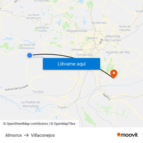 Almorox to Villaconejos map