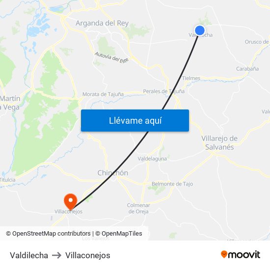 Valdilecha to Villaconejos map