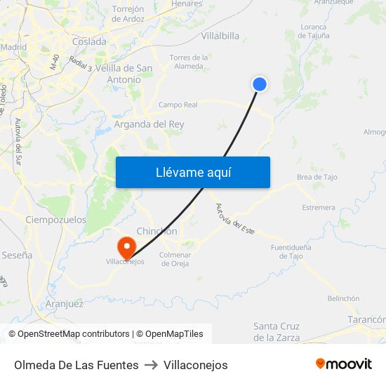 Olmeda De Las Fuentes to Villaconejos map